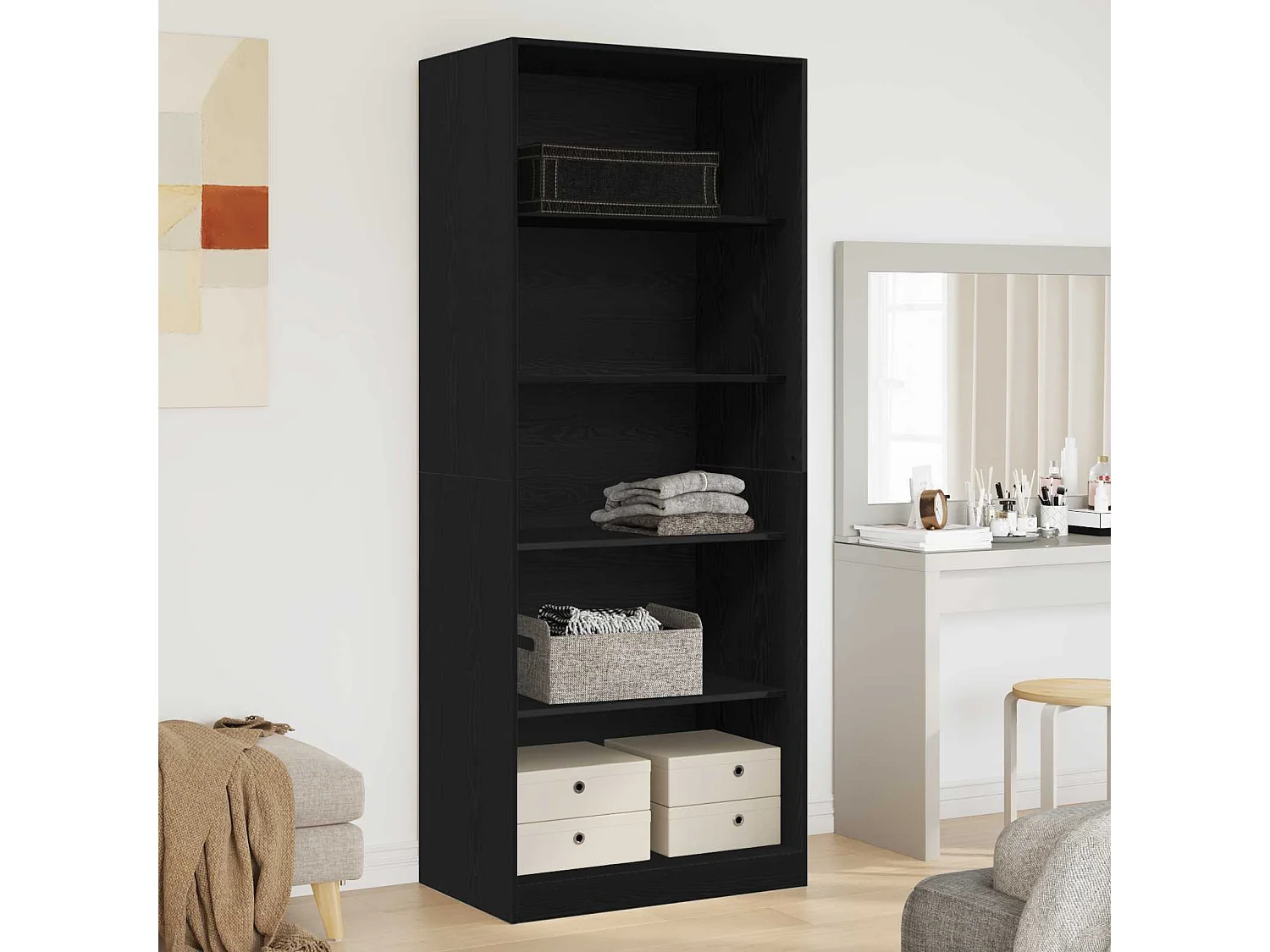 Kleiderschrank Schwarz Eichen-Optik 80 x 50 x 200 cm