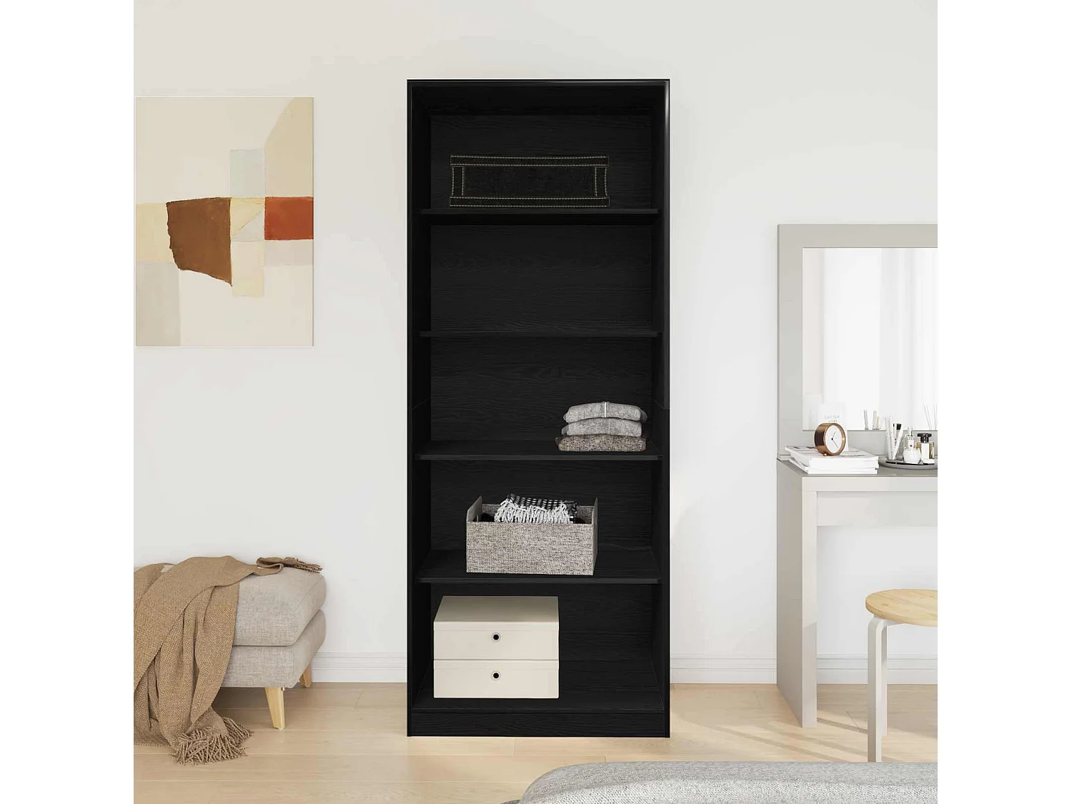 Kleiderschrank Schwarz Eichen-Optik 80 x 50 x 200 cm
