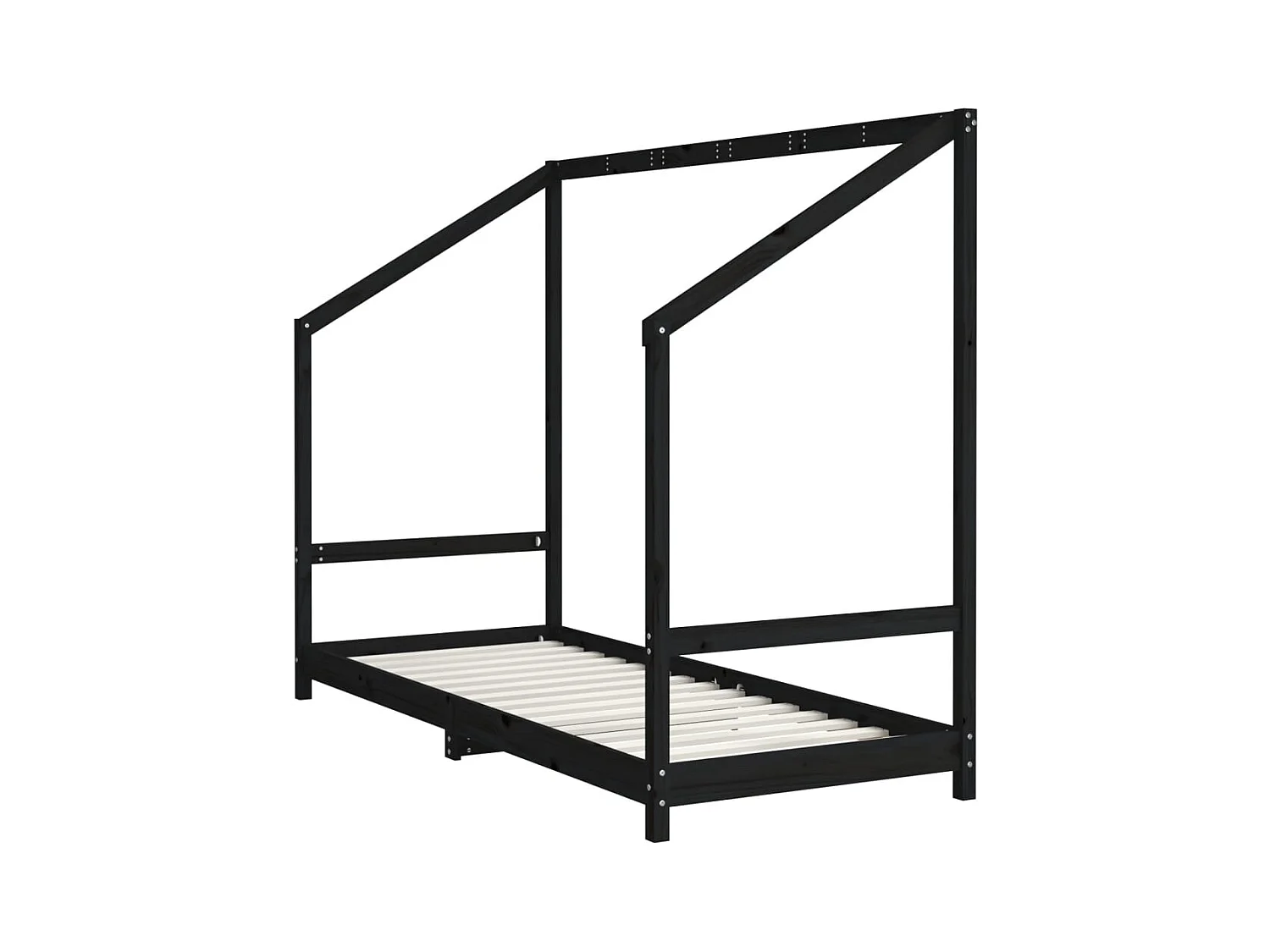 Cadre de lit pour enfants noir 2x(80x200) cm bois de pin massif