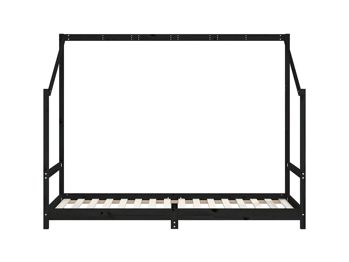 Cadre de lit pour enfants noir 2x(80x200) cm bois de pin massif