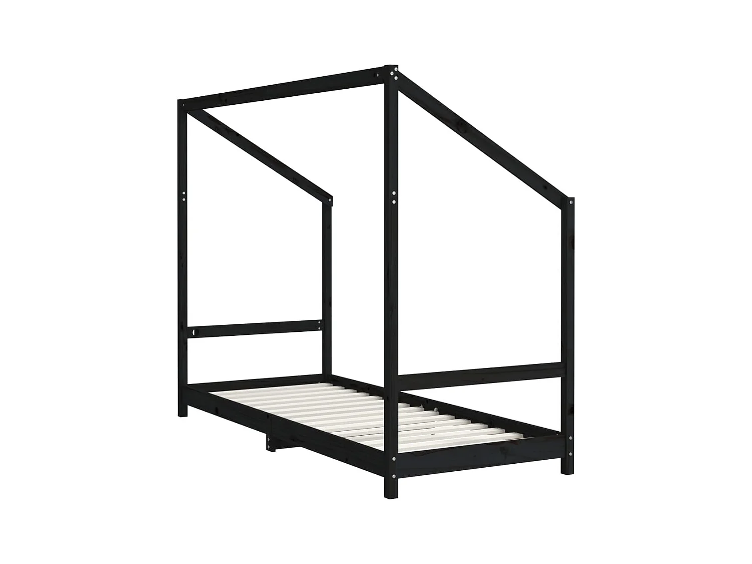 Cadre de lit pour enfants noir 2x(80x200) cm bois de pin massif