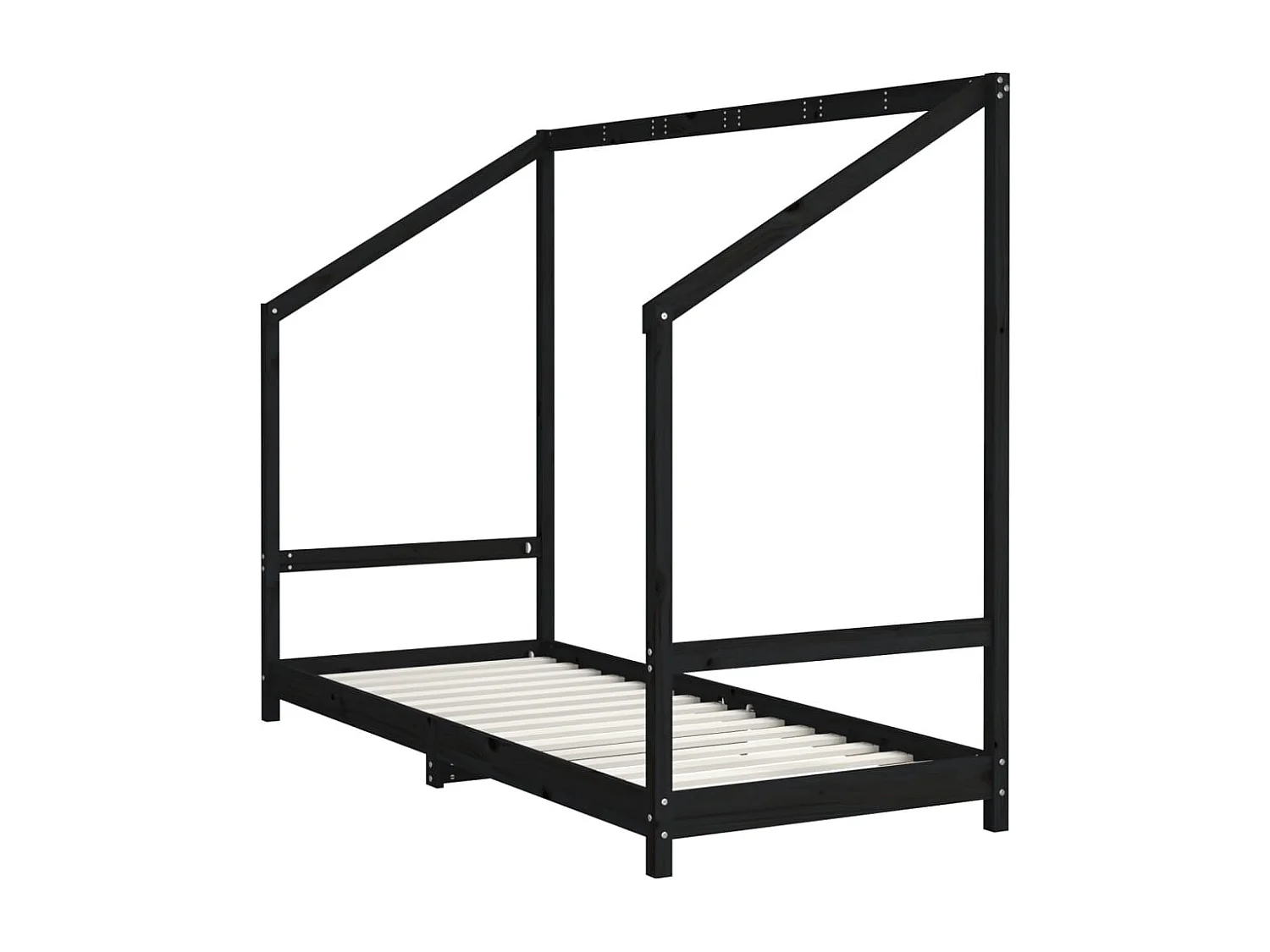 Kinderbett Schwarz 2x(80x200) cm Massivholz Kiefer