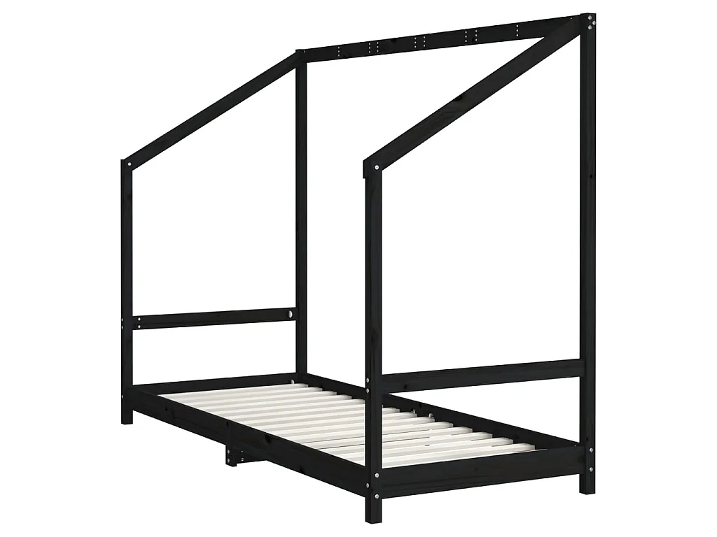 Cadre de lit pour enfants noir 2x(80x200) cm bois de pin massif