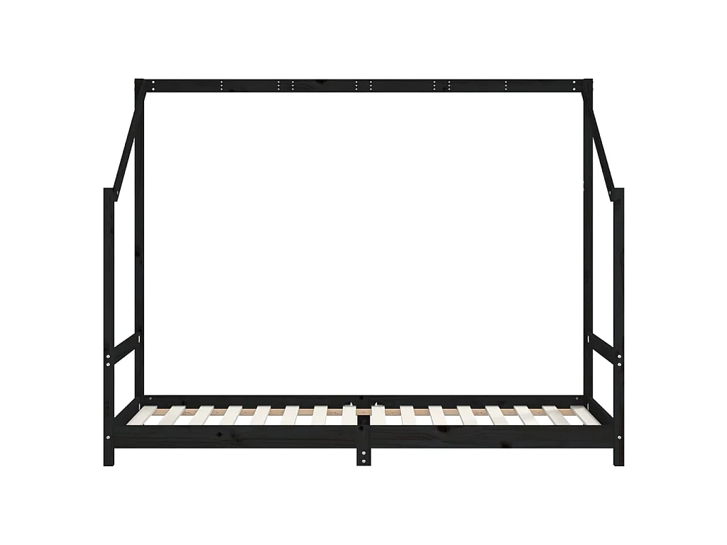 Cadre de lit pour enfants noir 2x(80x200) cm bois de pin massif