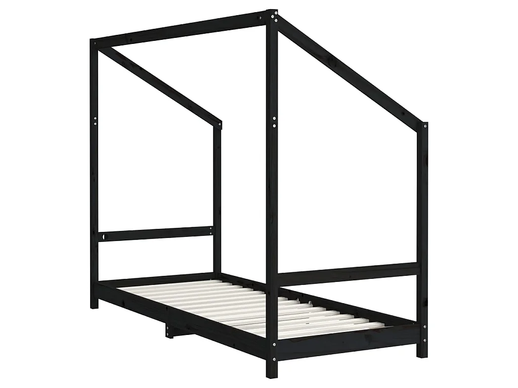 Cadre de lit pour enfants noir 2x(80x200) cm bois de pin massif