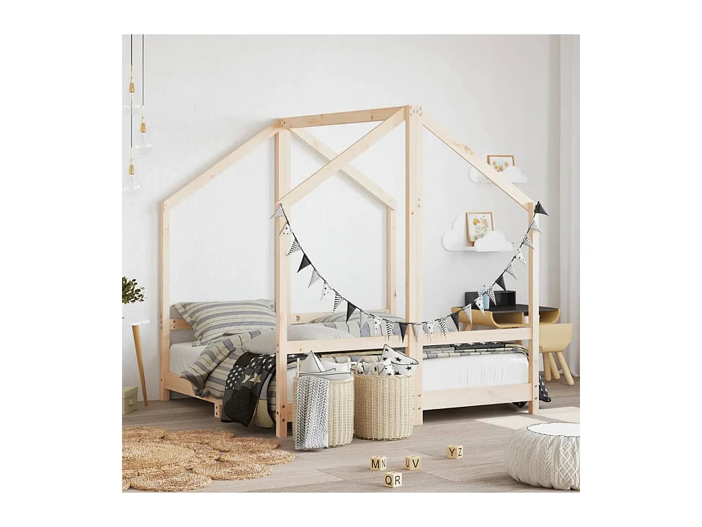 Cadre de lit pour enfant 2x(70x140) cm bois de pin massif