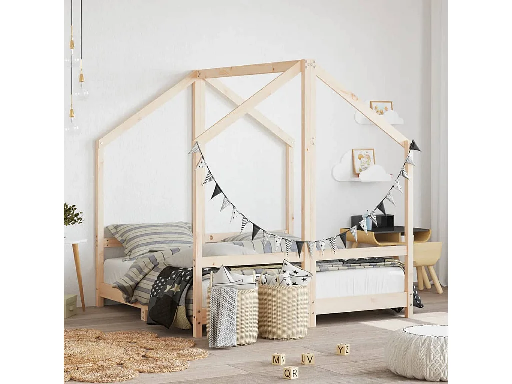 Cadre de lit pour enfant 2x(70x140) cm bois de pin massif