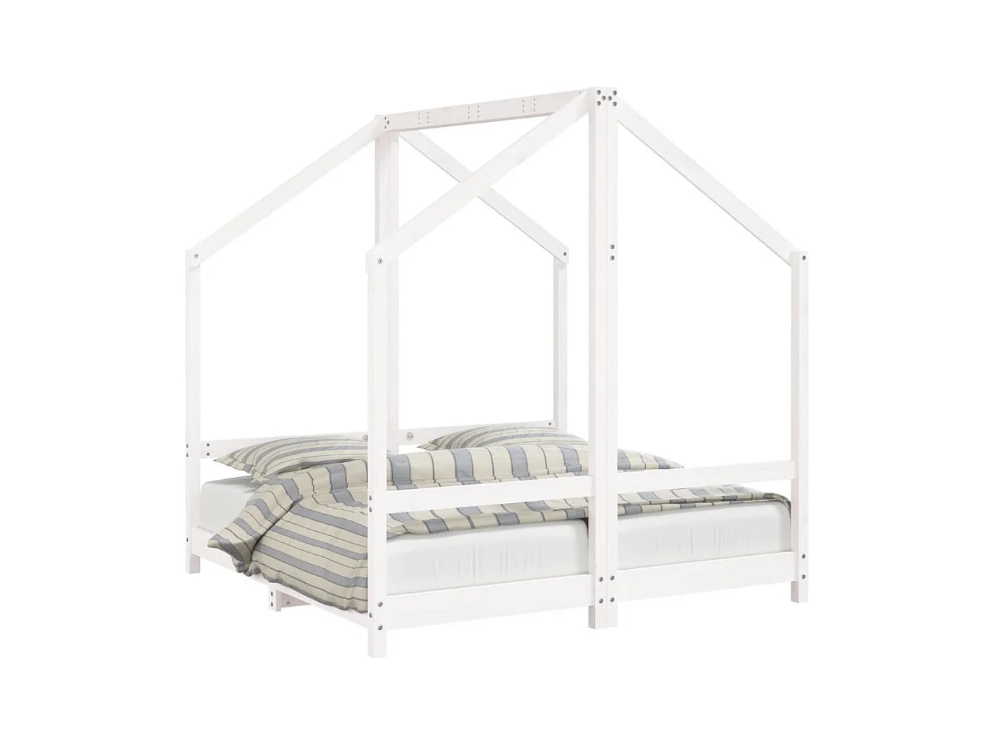 Cadre de lit pour enfant blanc 2x(70x140) cm bois de pin massif