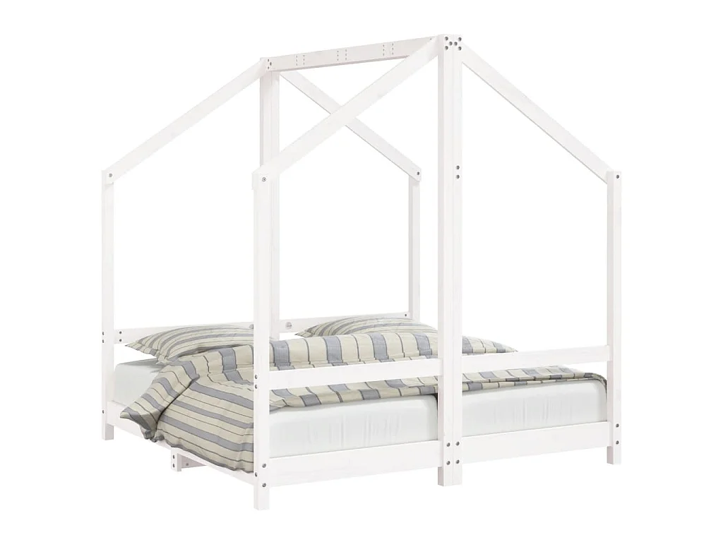 Cadre de lit pour enfant blanc 2x(70x140) cm bois de pin massif