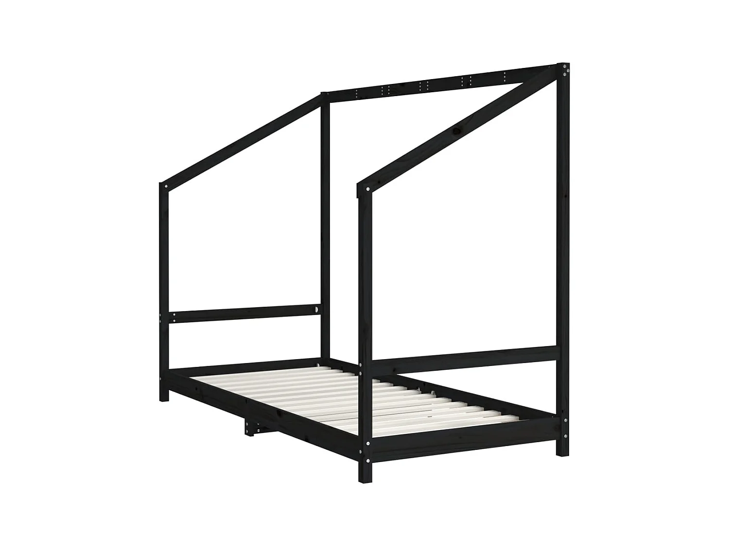 Cadre de lit pour enfants noir 2x(90x190) cm bois de pin massif