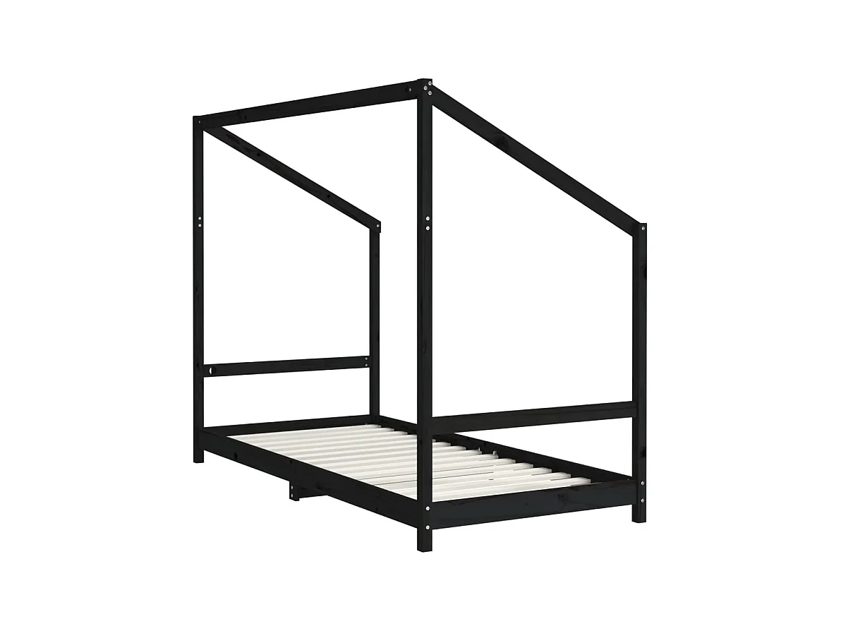 Cadre de lit pour enfants noir 2x(90x190) cm bois de pin massif