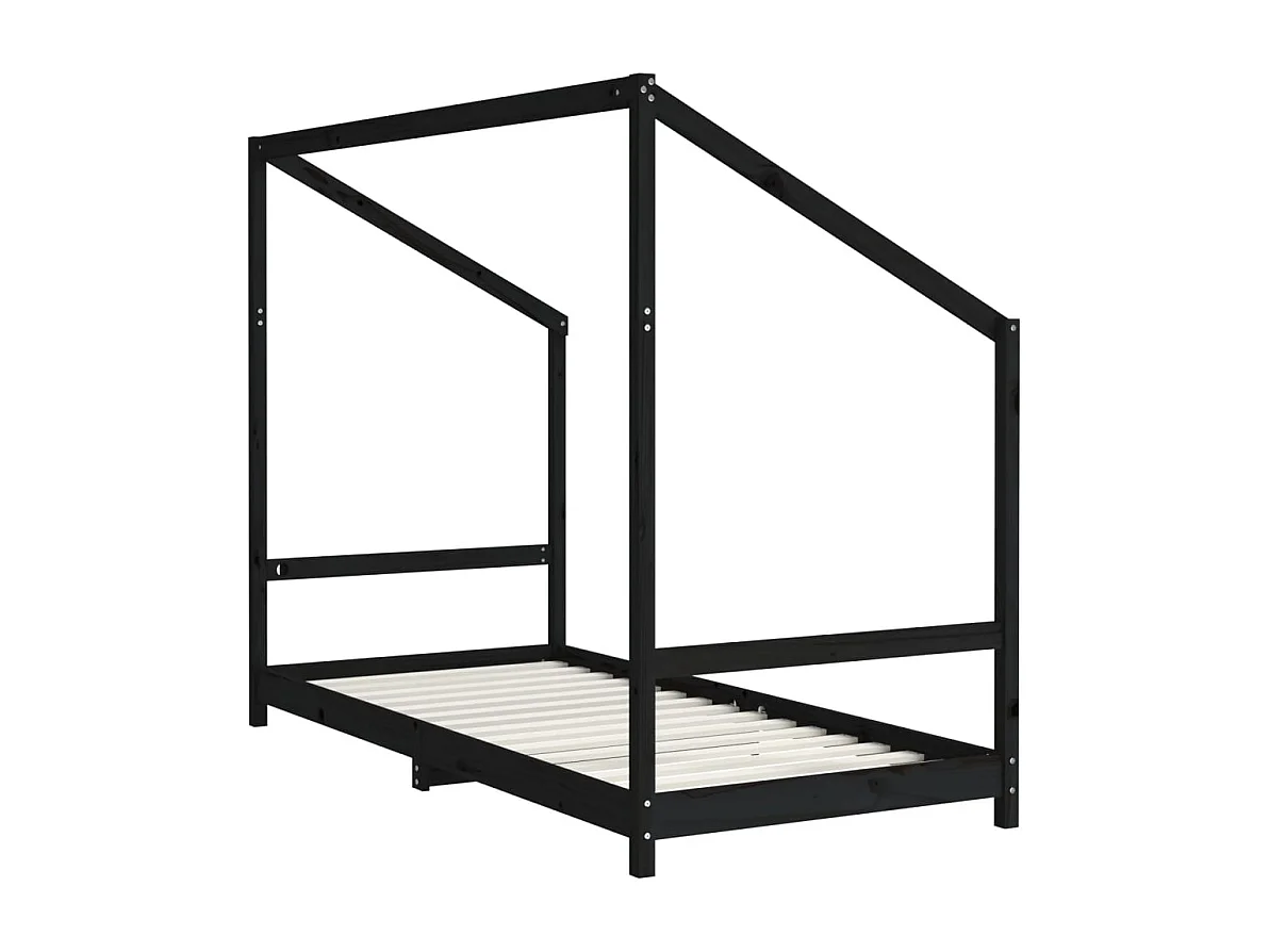 Cadre de lit pour enfants noir 2x(90x190) cm bois de pin massif