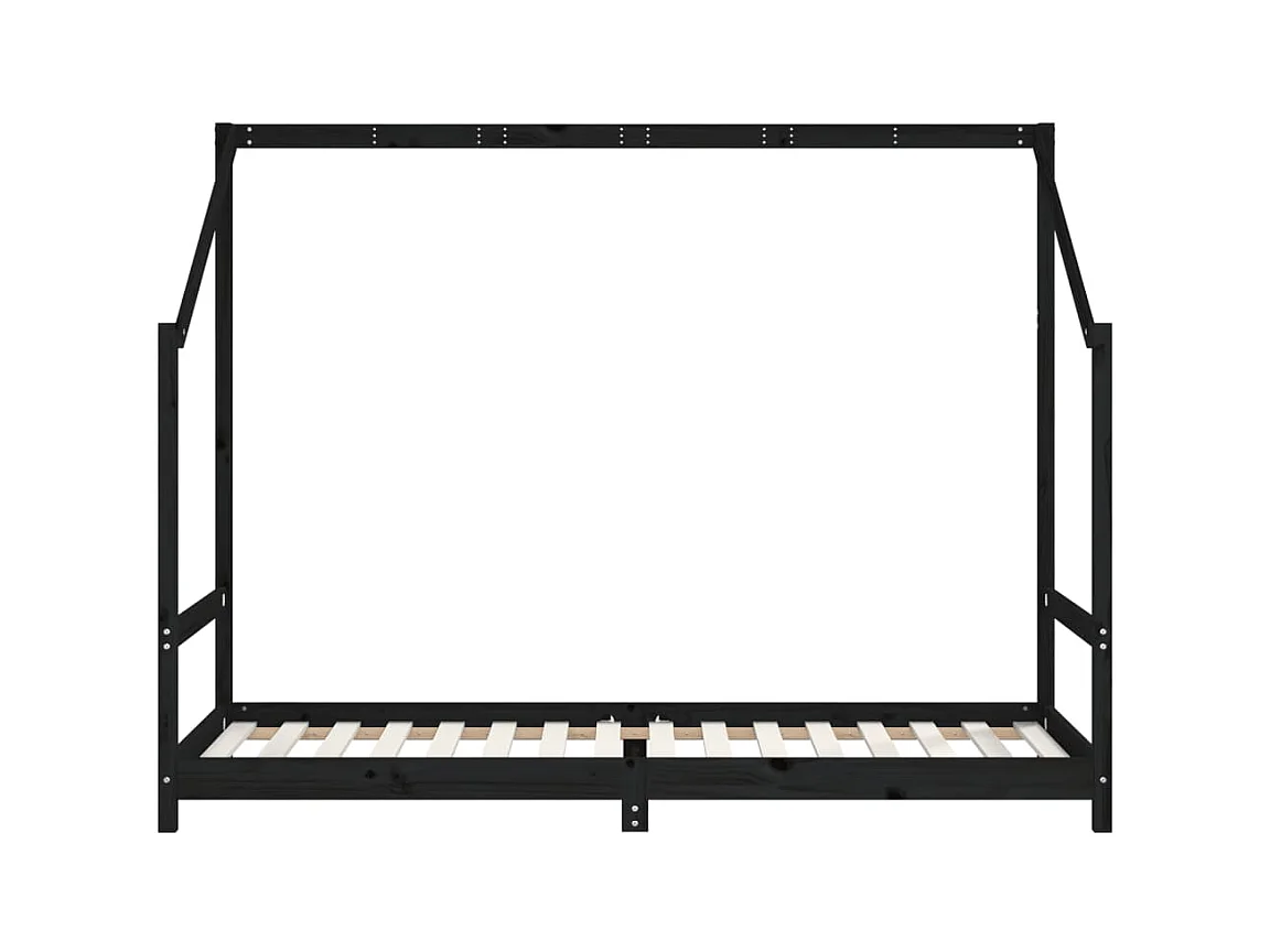 Cadre de lit pour enfants noir 2x(90x200) cm bois de pin massif