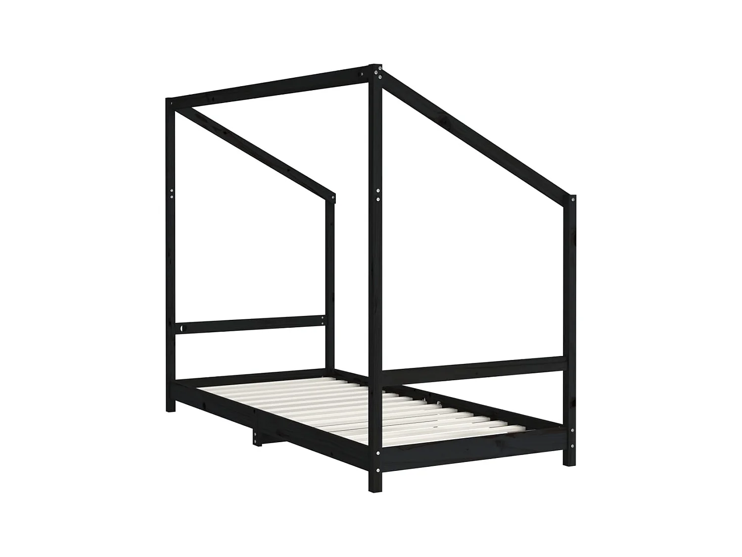 Cadre de lit pour enfants noir 2x(90x200) cm bois de pin massif