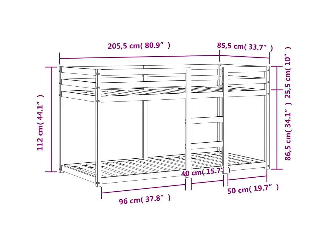 Etagenbett Wachsbraun 80x200 cm Massivholz Kiefer