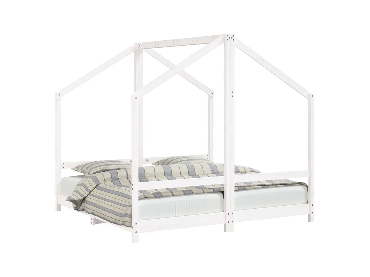 Cadre de lit pour enfant blanc 2x(80x160) cm bois de pin massif
