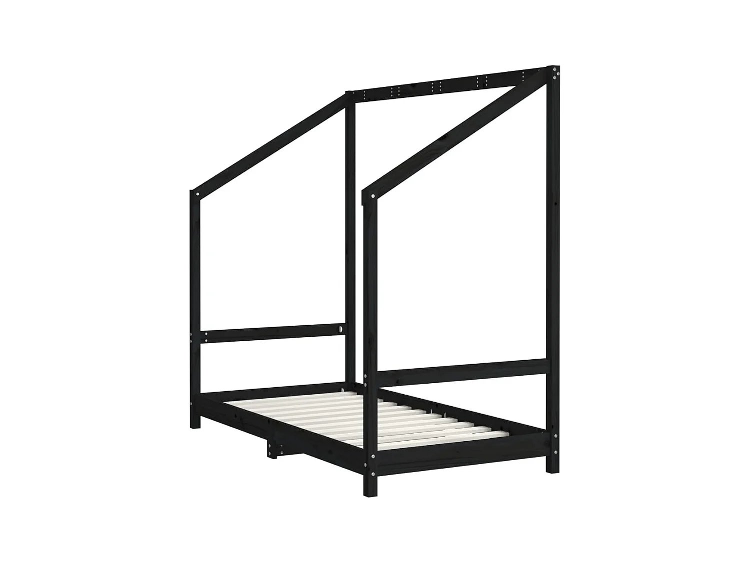 Cadre de lit pour enfant noir 2x(80x160) cm bois de pin massif