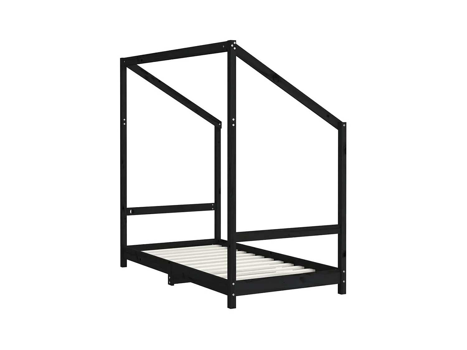 Cadre de lit pour enfant noir 2x(80x160) cm bois de pin massif