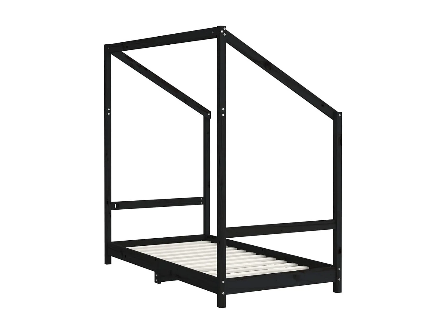 Cadre de lit pour enfant noir 2x(80x160) cm bois de pin massif