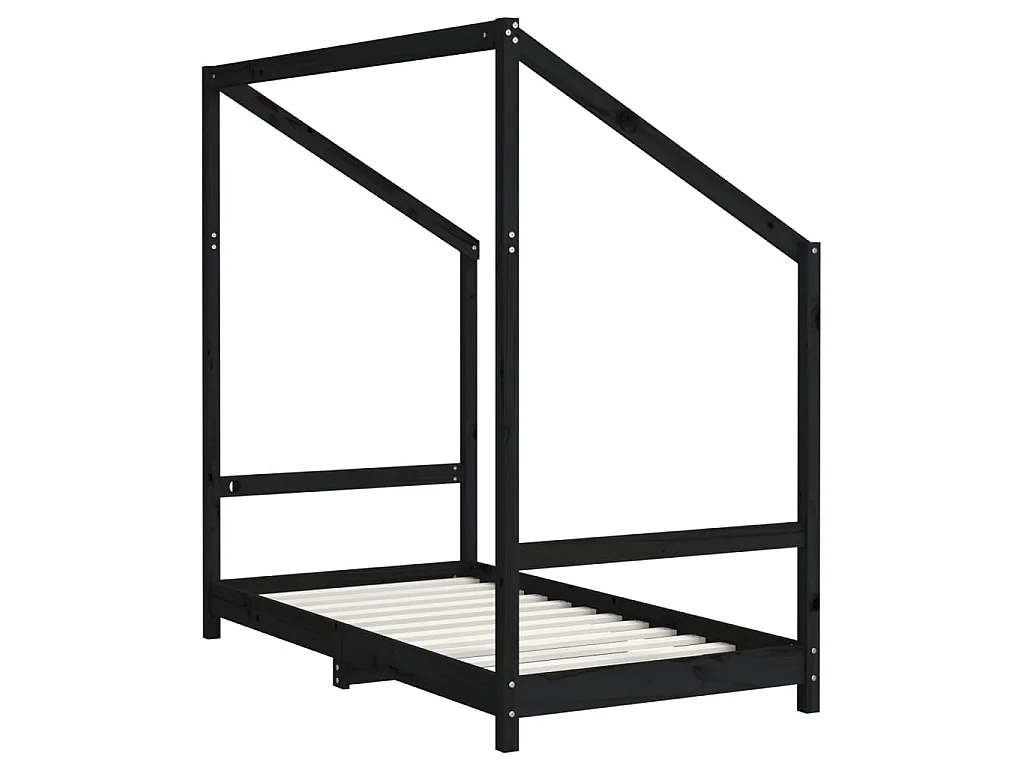 Cadre de lit pour enfant noir 2x(80x160) cm bois de pin massif