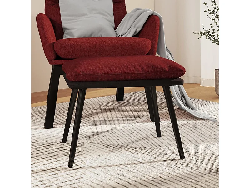 Apoio de pés45x29,5x35cm tecido/couro artificial vermelho tinto