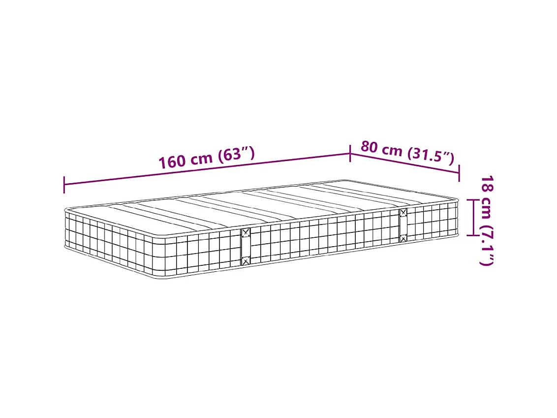 Matelas à ressorts Bonnell pour enfants moyen 80x160 cm