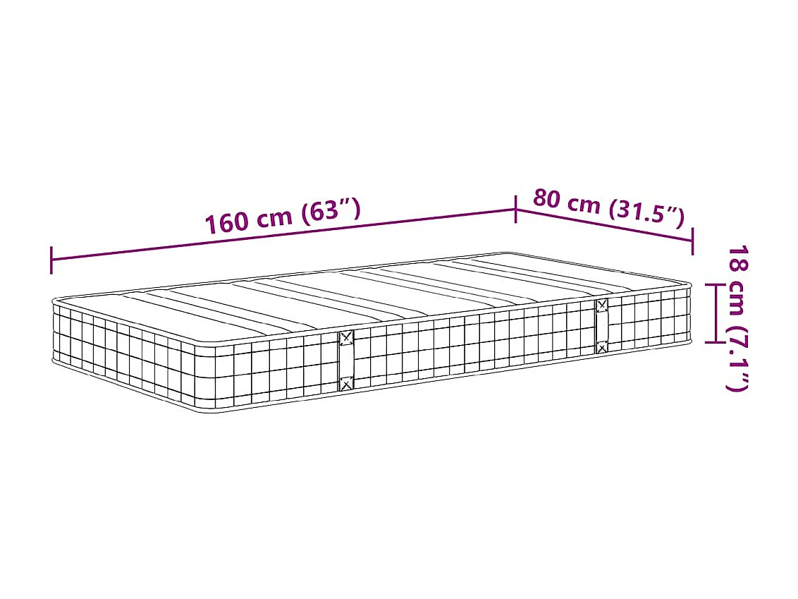 Matelas à ressorts Bonnell pour enfants moyen 80x160 cm