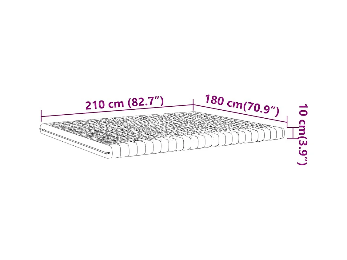 Matelas en mousse blanc 180x210 cm 7 zones dureté 20 ILD