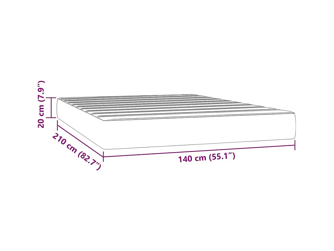 Matelas de lit à ressorts ensachés 140x210x20 cm velours
