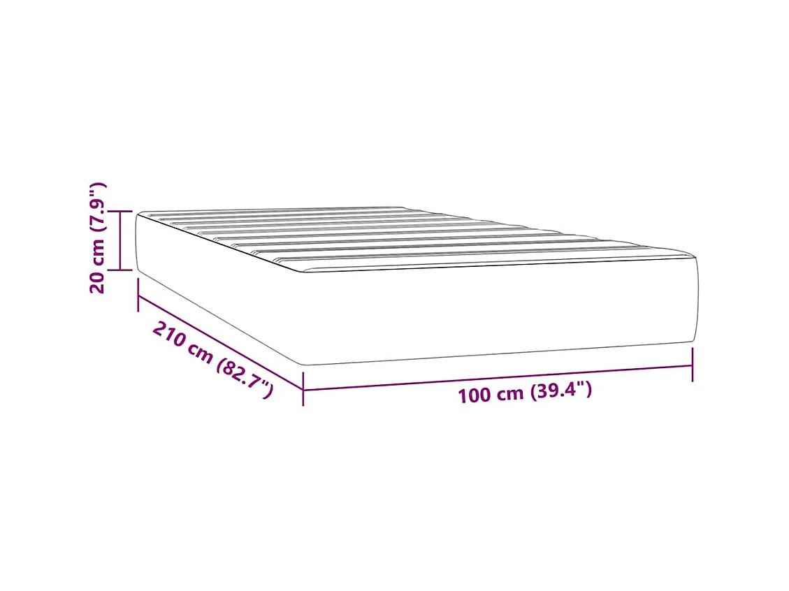 Matelas de lit à ressorts ensachés 100x210x20 cm velours