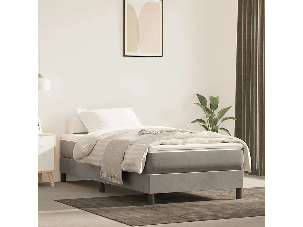 Pocketveringmatras medium 100x210x20 cm fluweel lichtgrijs