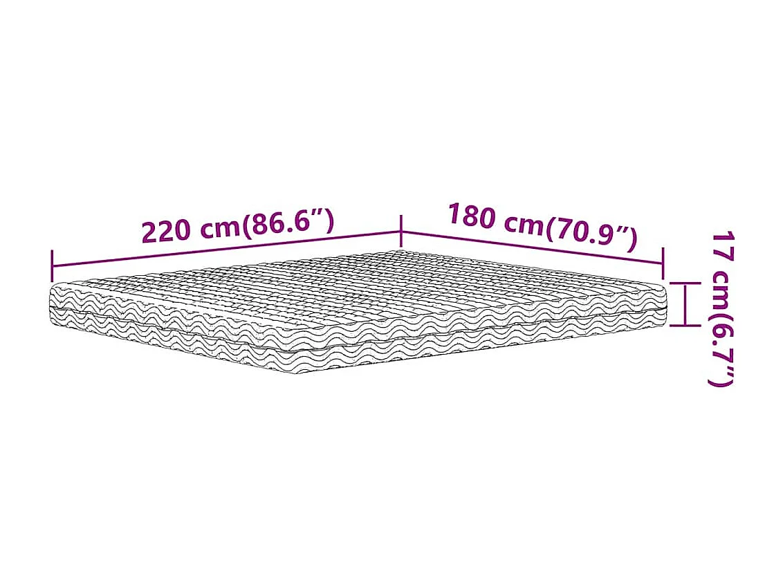 Matelas en mousse blanc 180x220 cm dureté H2 H3