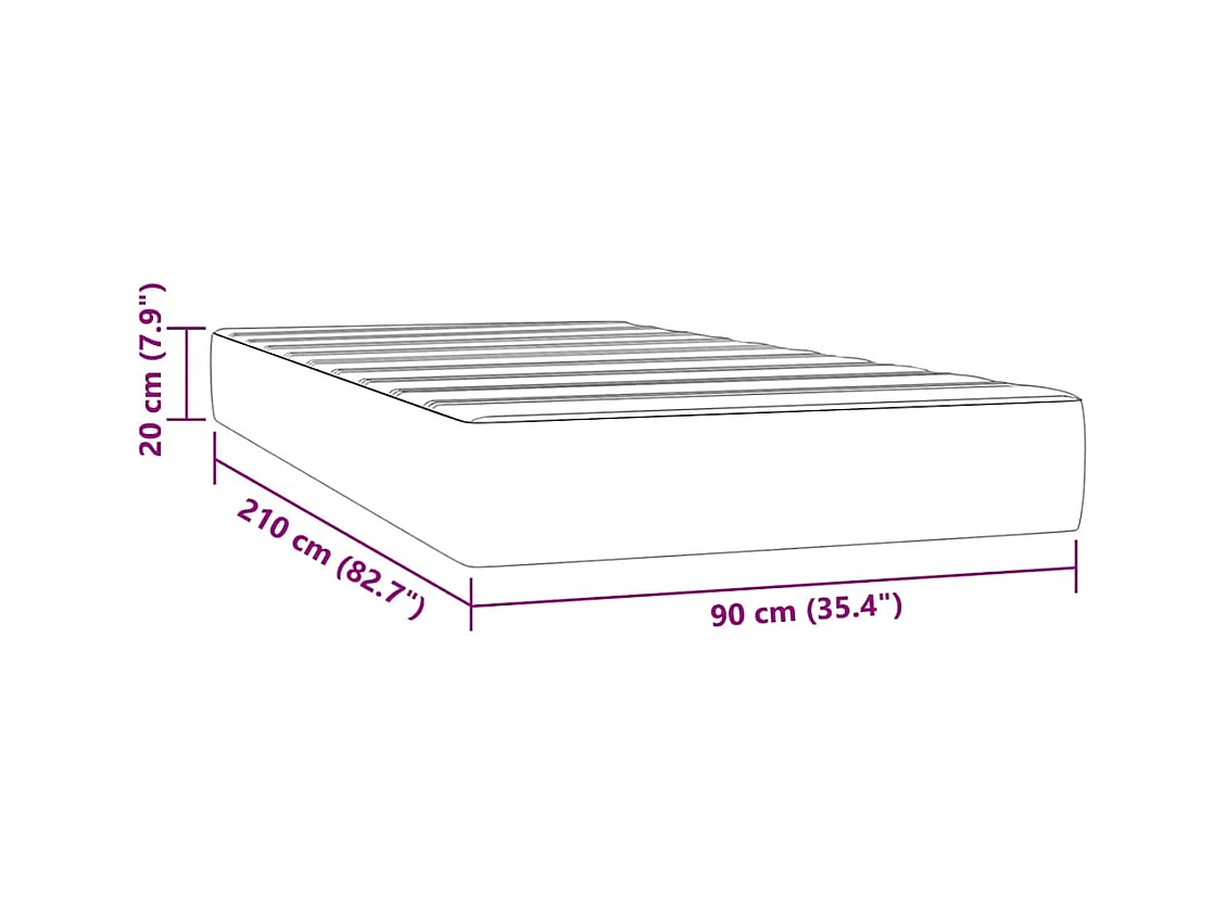 Matelas de lit à ressorts ensachés 90x210x20 cm velours