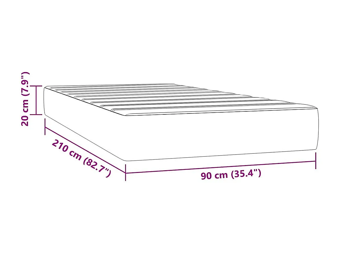 Matelas de lit à ressorts ensachés 90x210x20 cm velours