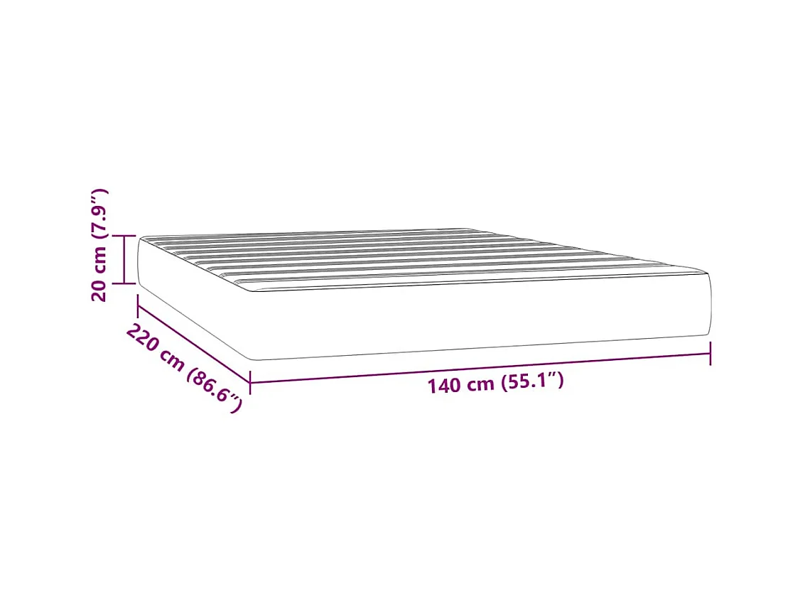 Matelas de lit à ressorts ensachés 140x220x20 cm velours