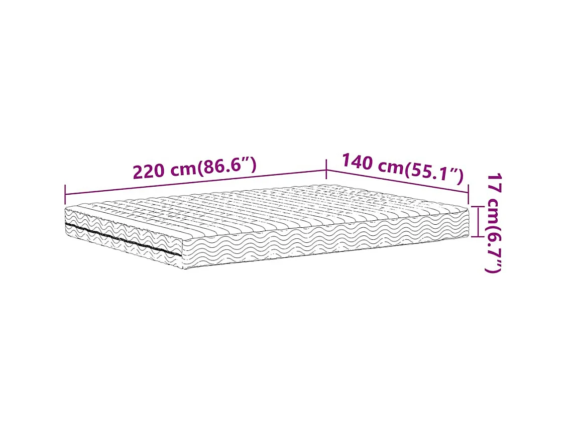 Matelas en mousse blanc 140x220 cm dureté H2 H3