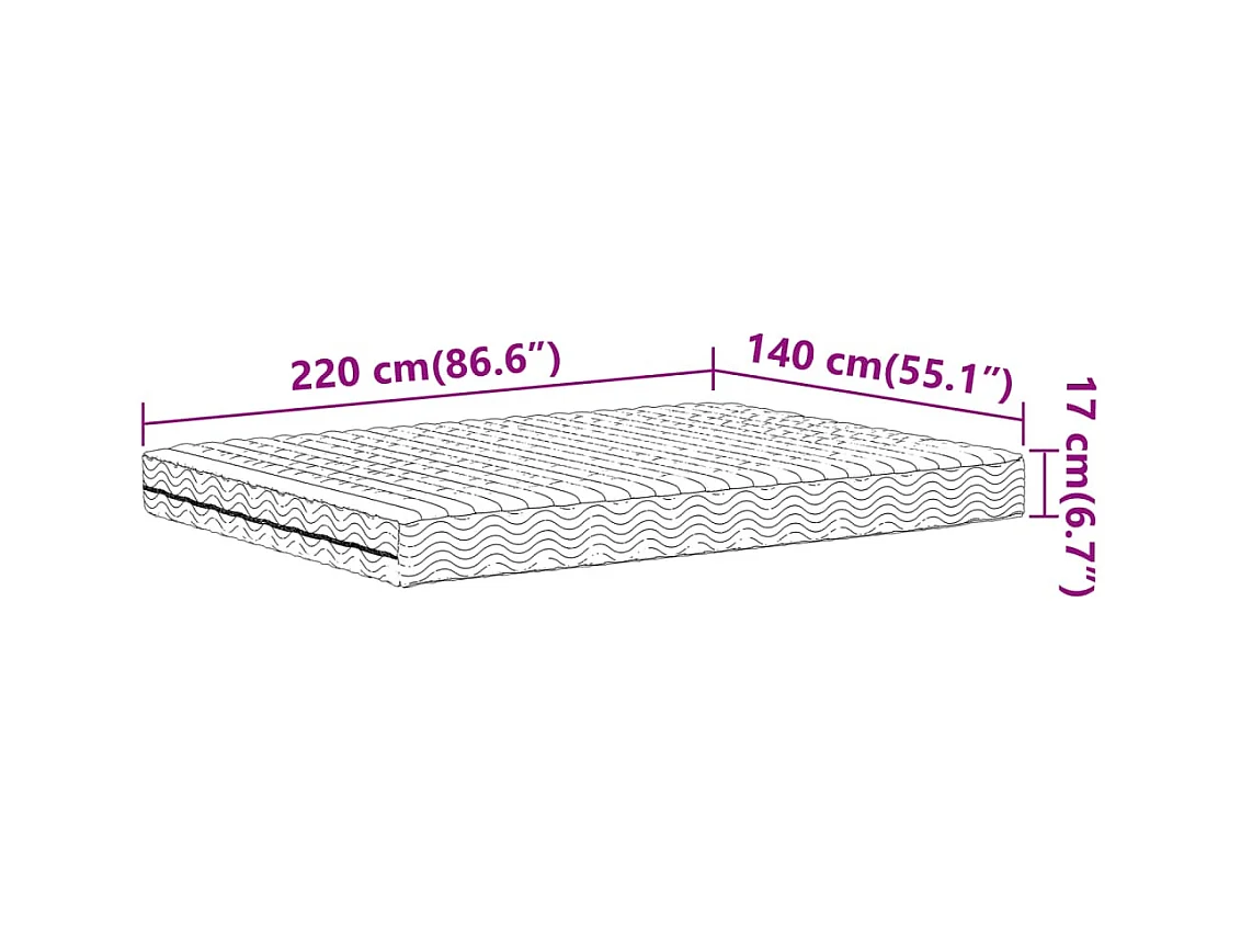 Matelas en mousse blanc 140x220 cm dureté H2 H3