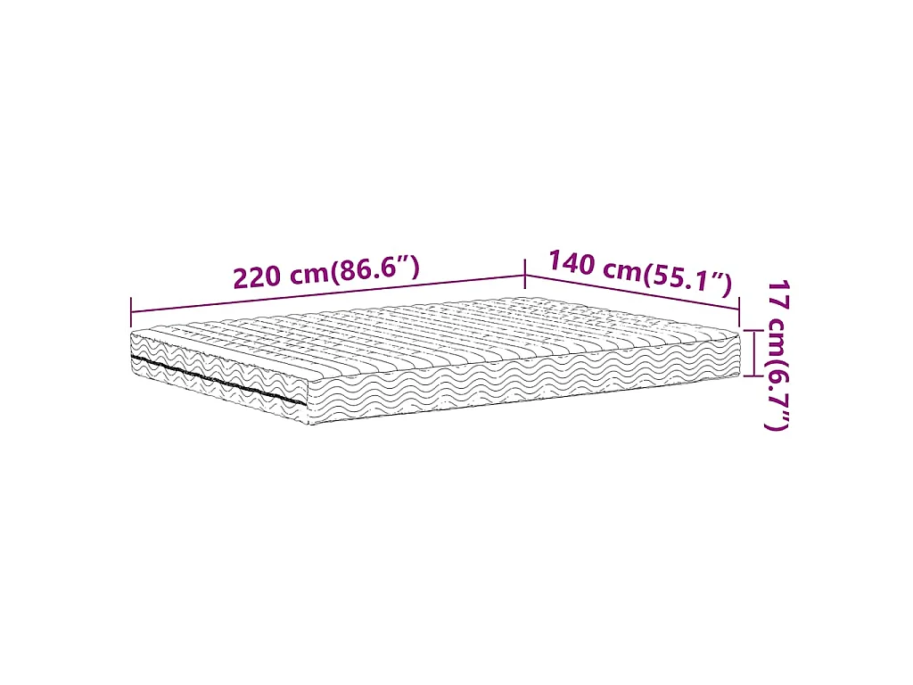 Matelas en mousse blanc 140x220 cm dureté H2 H3