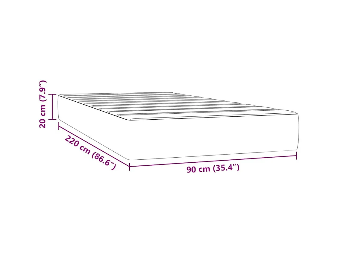Matelas de lit à ressorts ensachés rose 90x220x20 cm velours