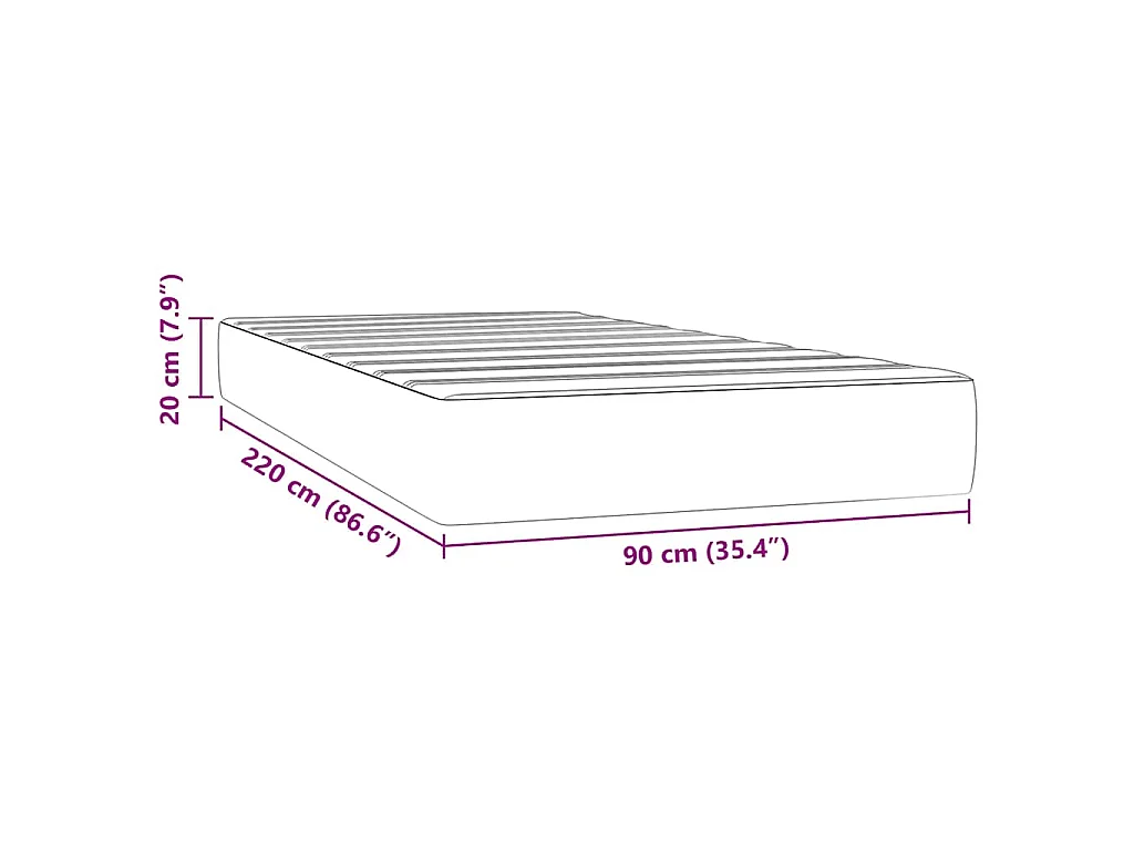 Matelas de lit à ressorts ensachés fermeté moyenne rose 90x220x20 cm velours
