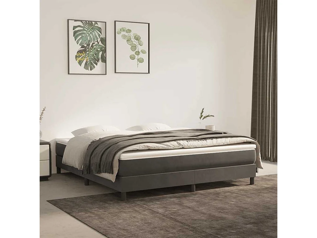Pocketveringmatras medium 160x210x20 cm fluweel donkergrijs