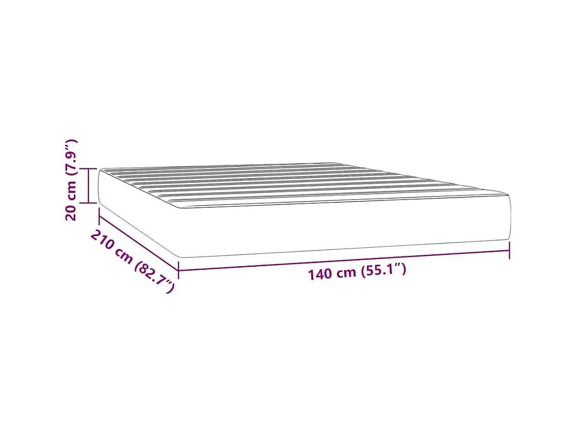 Matelas de lit à ressorts ensachés 140x210x20 cm velours