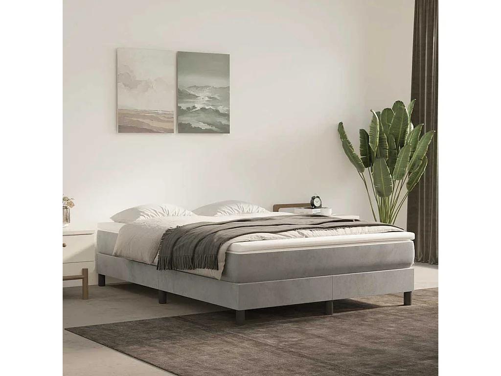 Pocketveringmatras medium 140x210x20 cm fluweel lichtgrijs