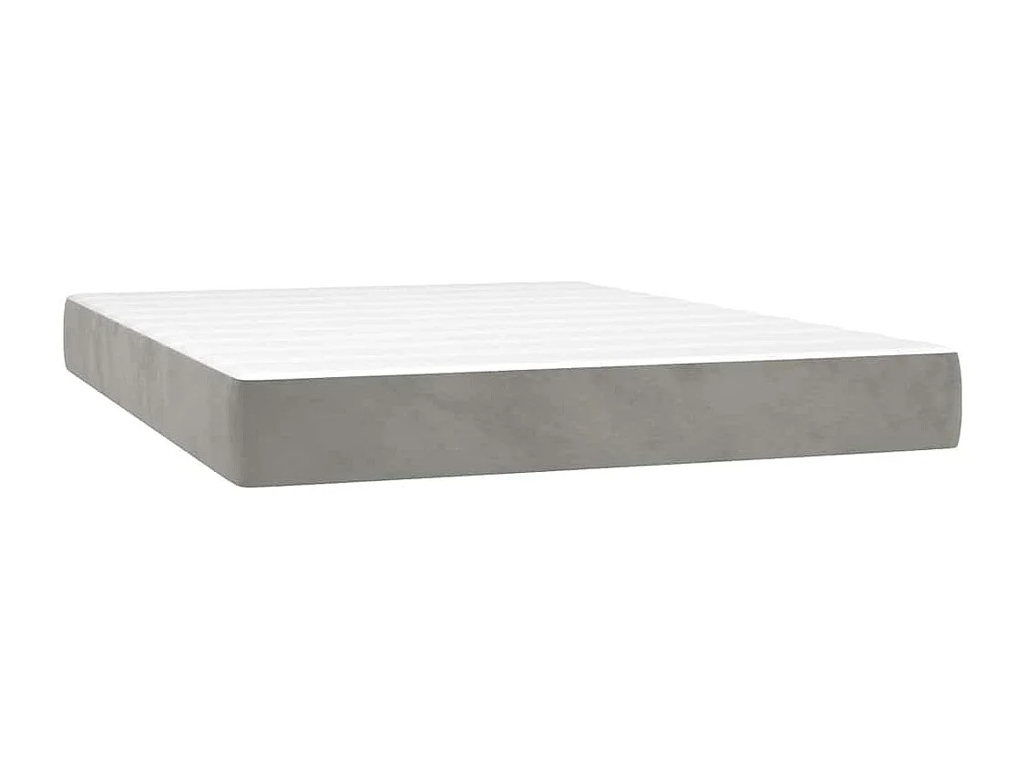 Pocketveringmatras medium 140x210x20 cm fluweel lichtgrijs