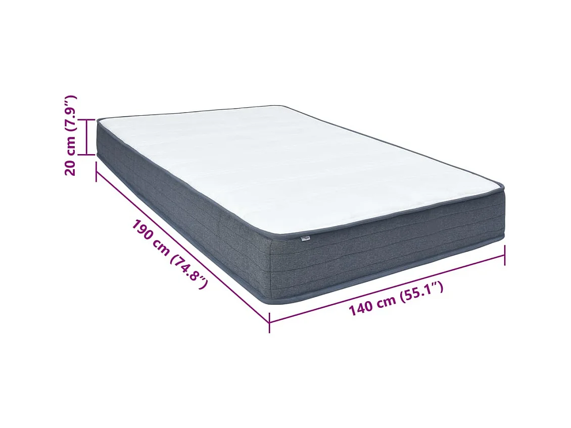 Matelas de sommier à lattes 190x140x20 cm mi-doux tissu