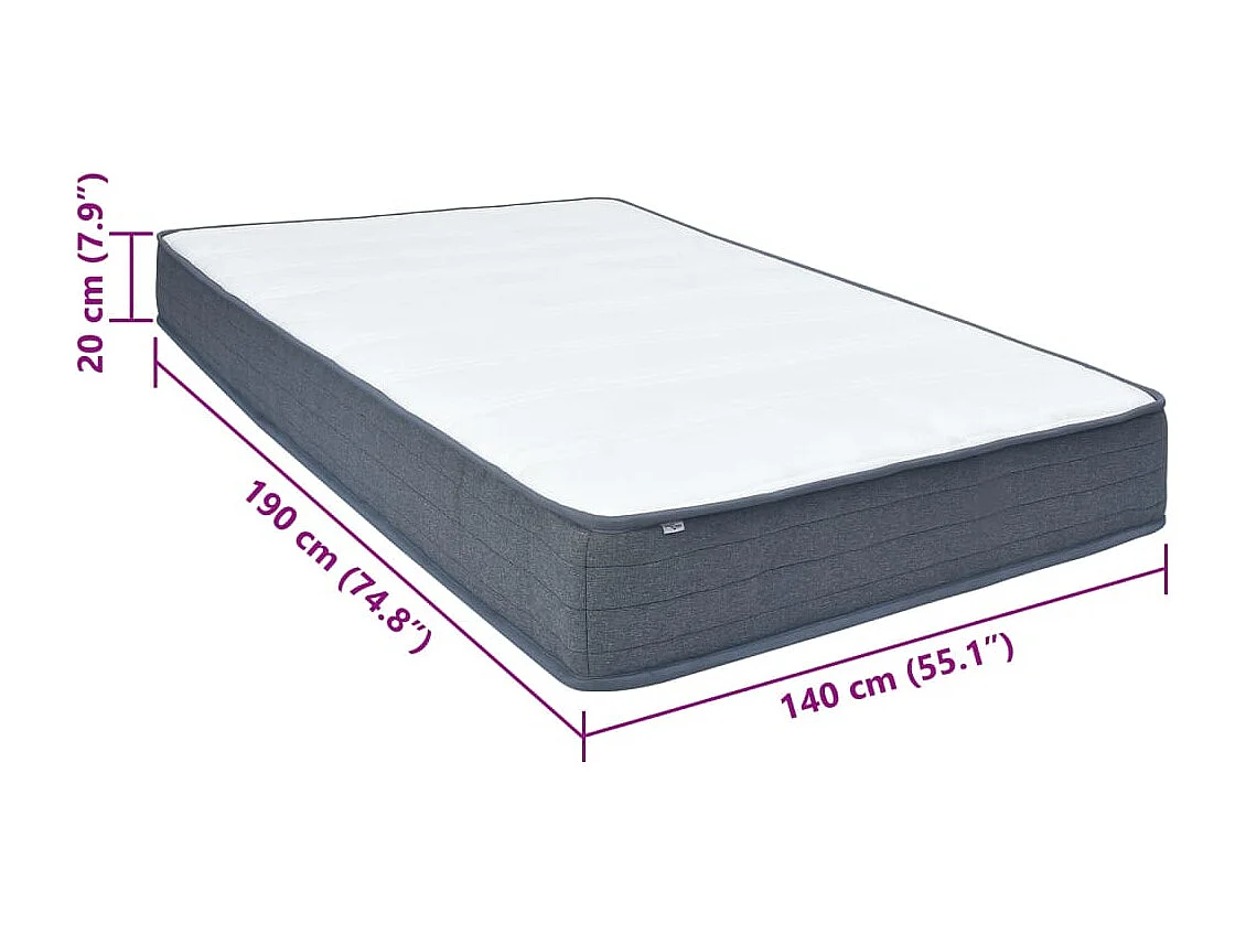 Matelas de sommier à lattes 190x140x20 cm mi-doux tissu
