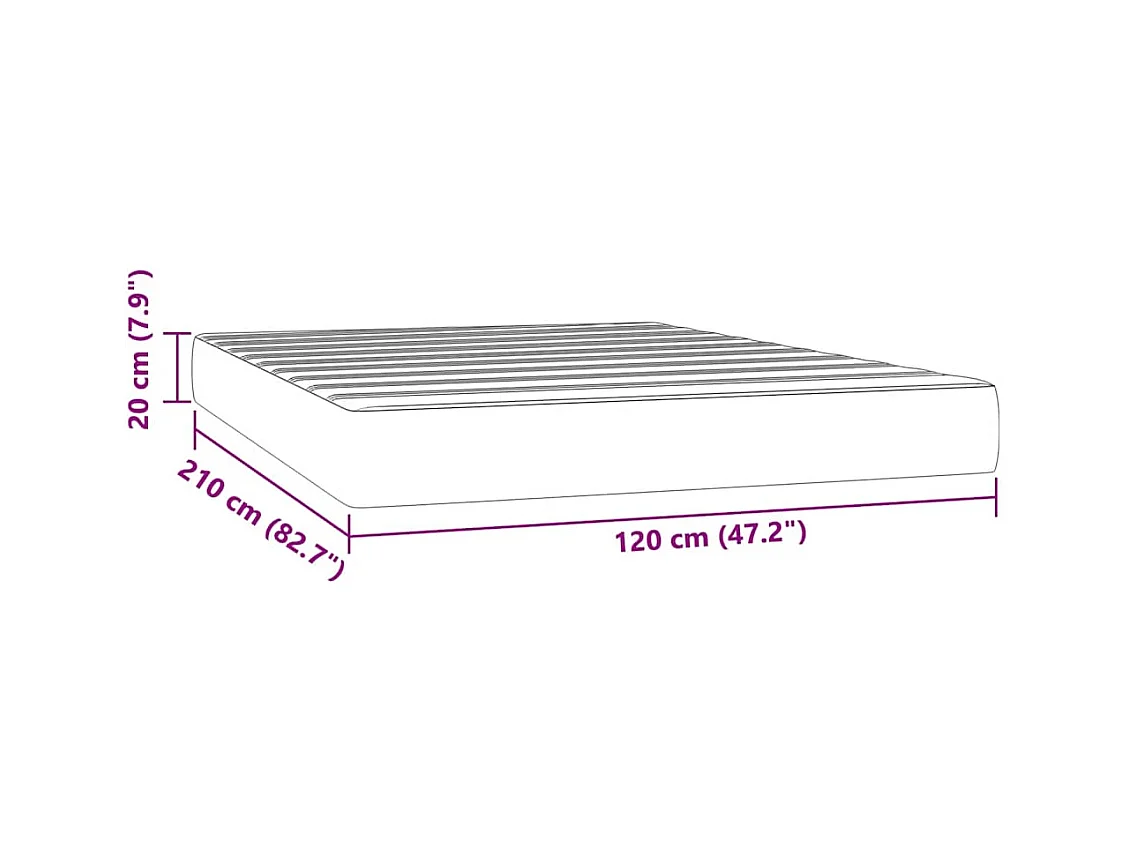 Matelas de lit à ressorts ensachés 120x210x20 cm velours