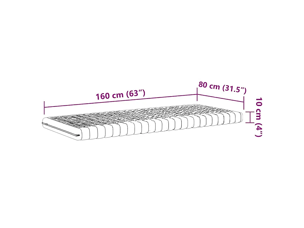 Matelas en mousse enfants blanc 80x160 cm 7 zones dureté 20 ILD