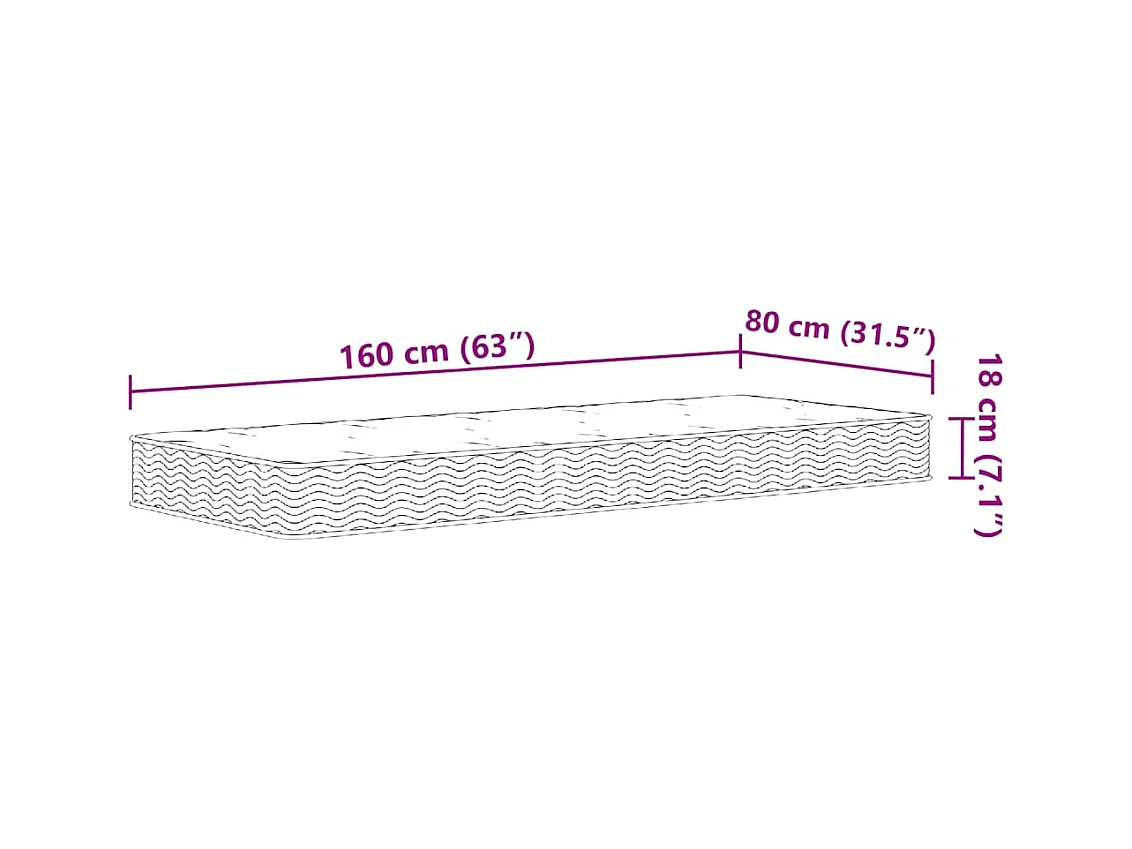 Matelas à ressorts Bonnell pour enfants moyen 80x160 cm