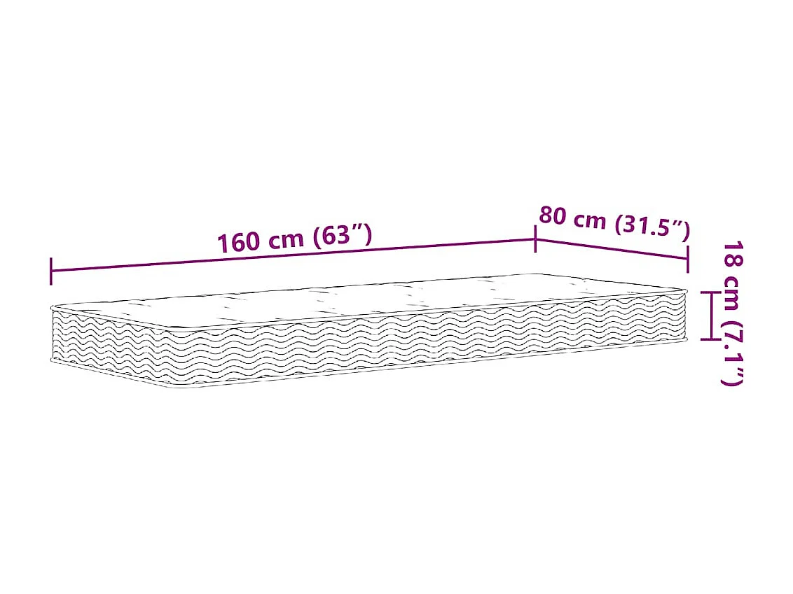 Matelas à ressorts Bonnell pour enfants moyen 80x160 cm